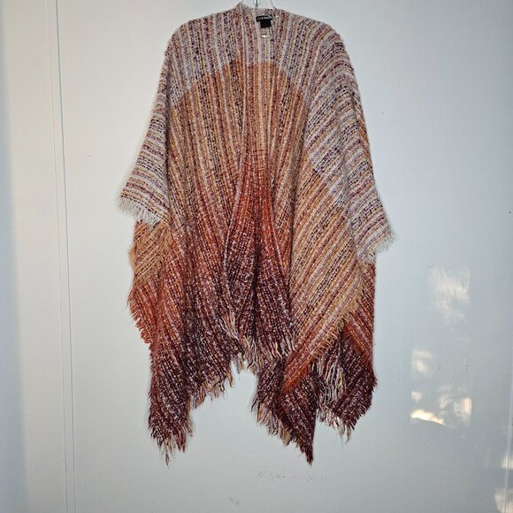 Steve Madden Sweaters - Steve Madden Ombre Ruana Wrap Poncho with Fringe